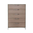 Boston - Modern Brown Oak & Brushed Stainless Steel Chest