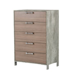 Boston - Modern Brown Oak & Brushed Stainless Steel Chest