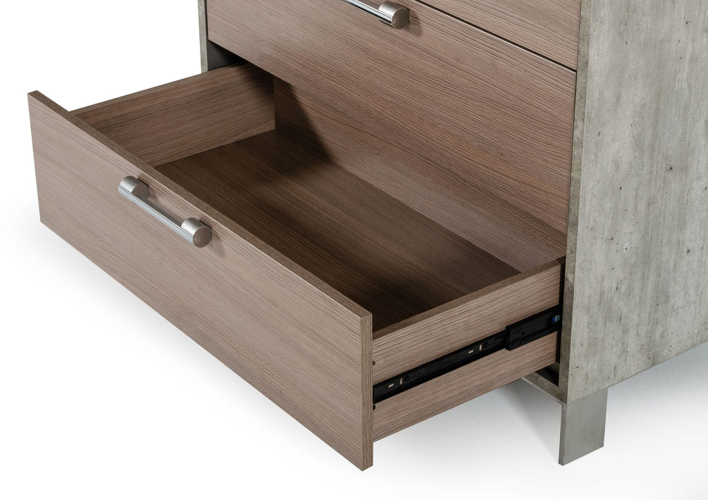 Boston - Modern Brown Oak & Brushed Stainless Steel Chest
