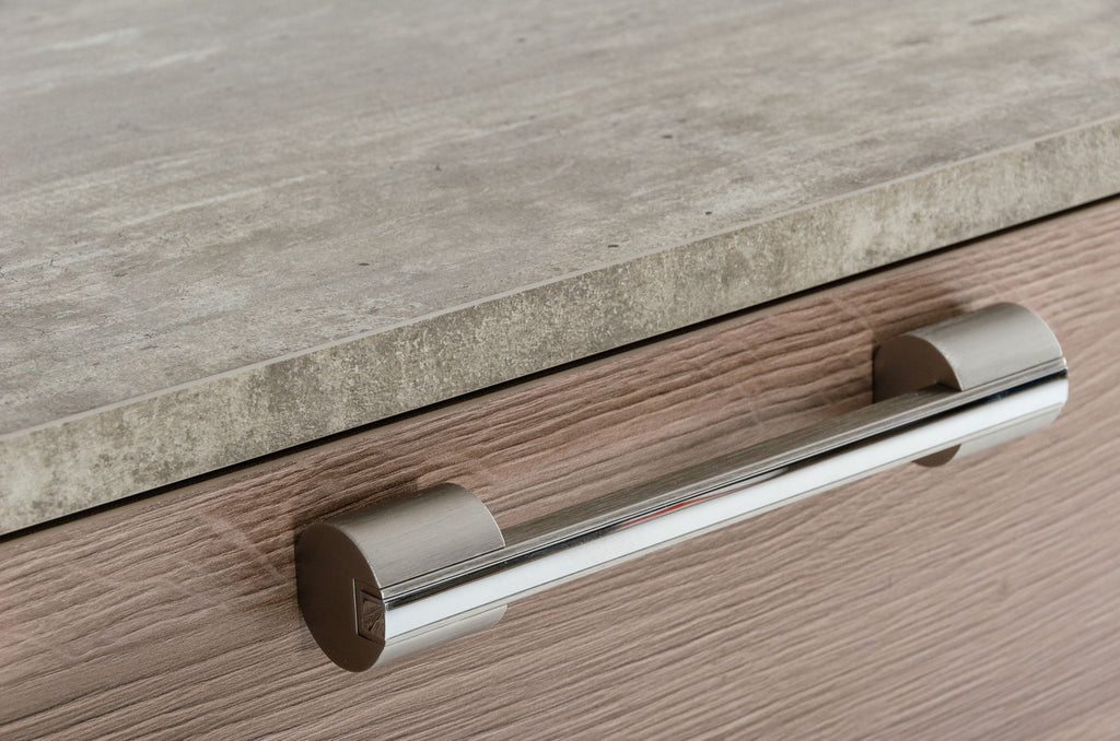 Boston - Modern Brown Oak & Brushed Stainless Steel Chest
