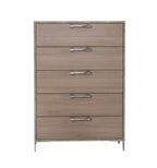Boston - Modern Brown Oak & Brushed Stainless Steel Chest