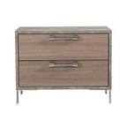 Boston - Modern Brown Oak & Brushed Stainless Steel Nightstand