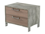 Boston - Modern Brown Oak & Brushed Stainless Steel Nightstand