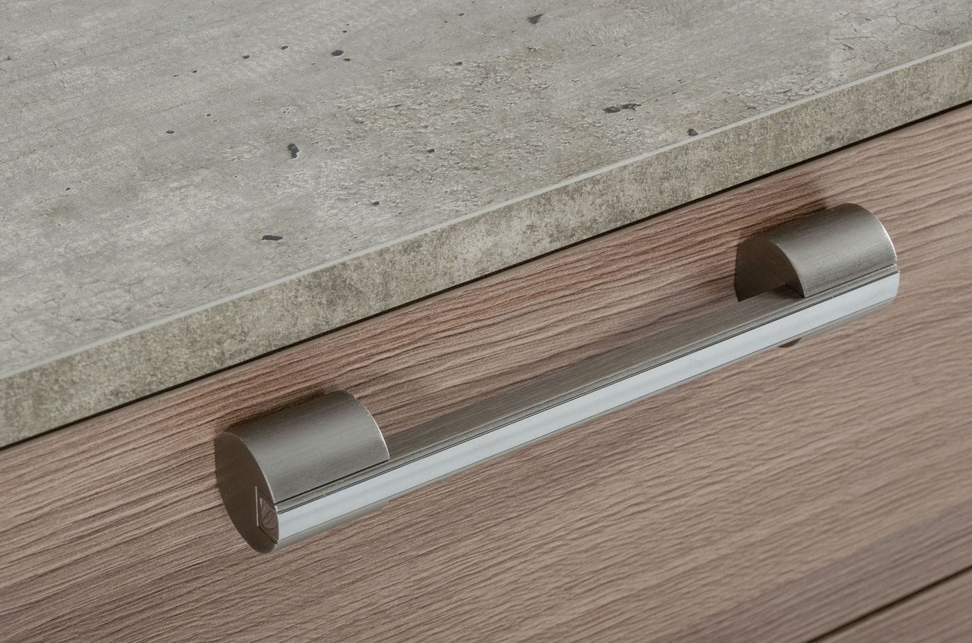 Boston - Modern Brown Oak & Brushed Stainless Steel Nightstand