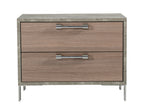 Boston - Modern Brown Oak & Brushed Stainless Steel Nightstand