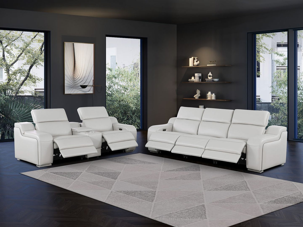 1116 DivanItalia 6-Piece Modular Power Reclining Sofa and Console Loveseat Set in Top Grain Italian Leather with 5 Power Recliners & Power Headrests - Light Grey - SKU 1116-LT-GREY-6.5-HT - view 2