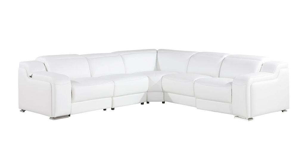 1116 Divanitalia 5-Piece L-Shaped Sectional Sofa in Top Grain Italian Leather with 3 Power Recliners & Power Headrests - White - SKU 1116-WHITE-5PC-3PWR-SECTIONAL- GROUP - view 2