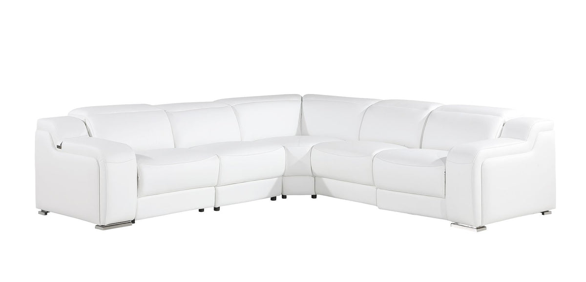 1116 Divanitalia 5-Piece L-Shaped Sectional Sofa in Top Grain Italian Leather with 3 Power Recliners & Power Headrests - White - SKU 1116-WHITE-5PC-3PWR-SECTIONAL- GROUP - view 2