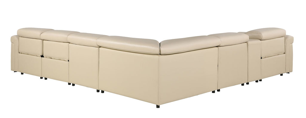 1126 Divanitalia 7-Piece L-Shaped Sectional Sofa in Top Grain Italian Leather with 3 Power Recliners & Power Headrests - Beige - SKU 1126-BEIGE-SEC-7PC-3PWR-SECTIONAL- GROUP - view 6