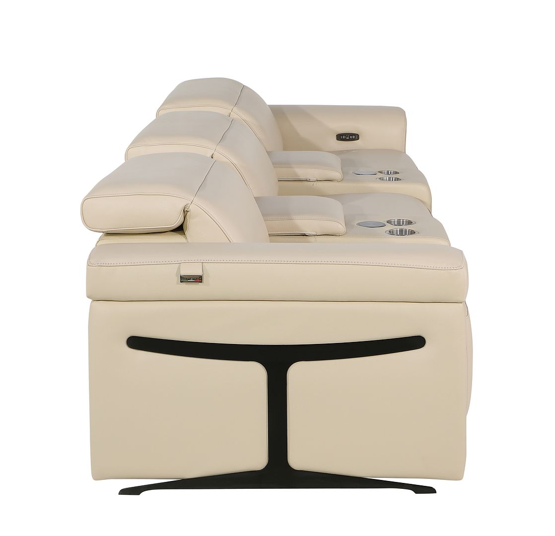 1126 Divanitalia 5-Piece Modular Power Reclining Sofa in Top Grain Italian Leather with 3 Power Recliners & Power Headrests