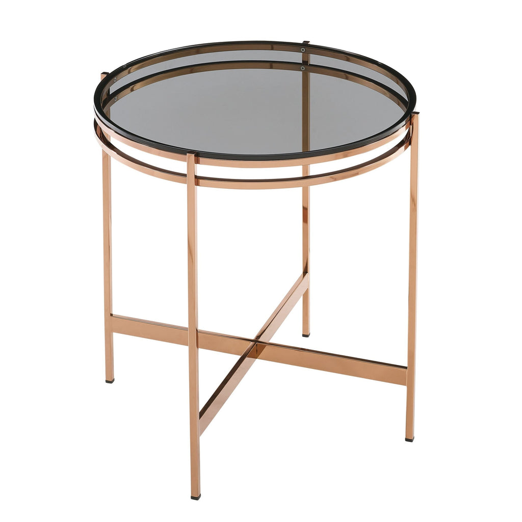 Bradford - Modern Smoked Glass & Rosegold End Table