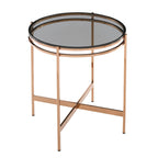 Bradford - Modern Smoked Glass & Rosegold End Table
