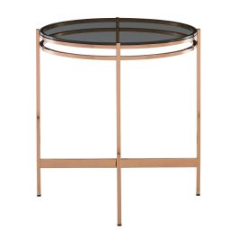 Bradford - Modern Smoked Glass & Rosegold End Table