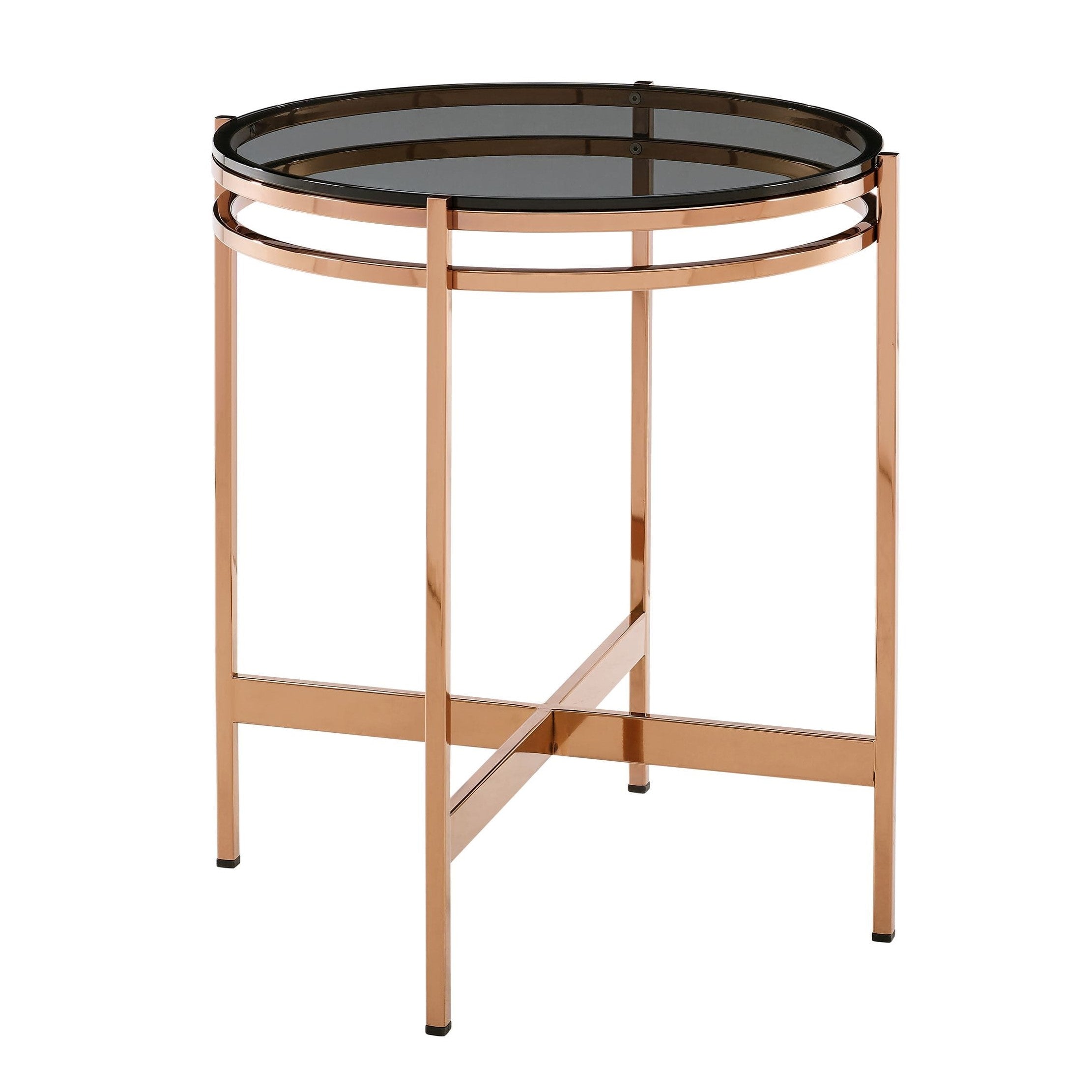 Bradford - Modern Smoked Glass & Rosegold End Table