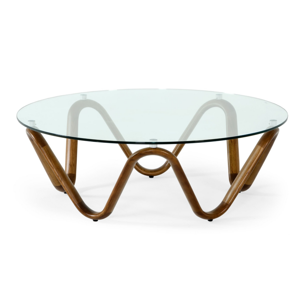 Lassen - Modern Glass & Walnut Coffee Table