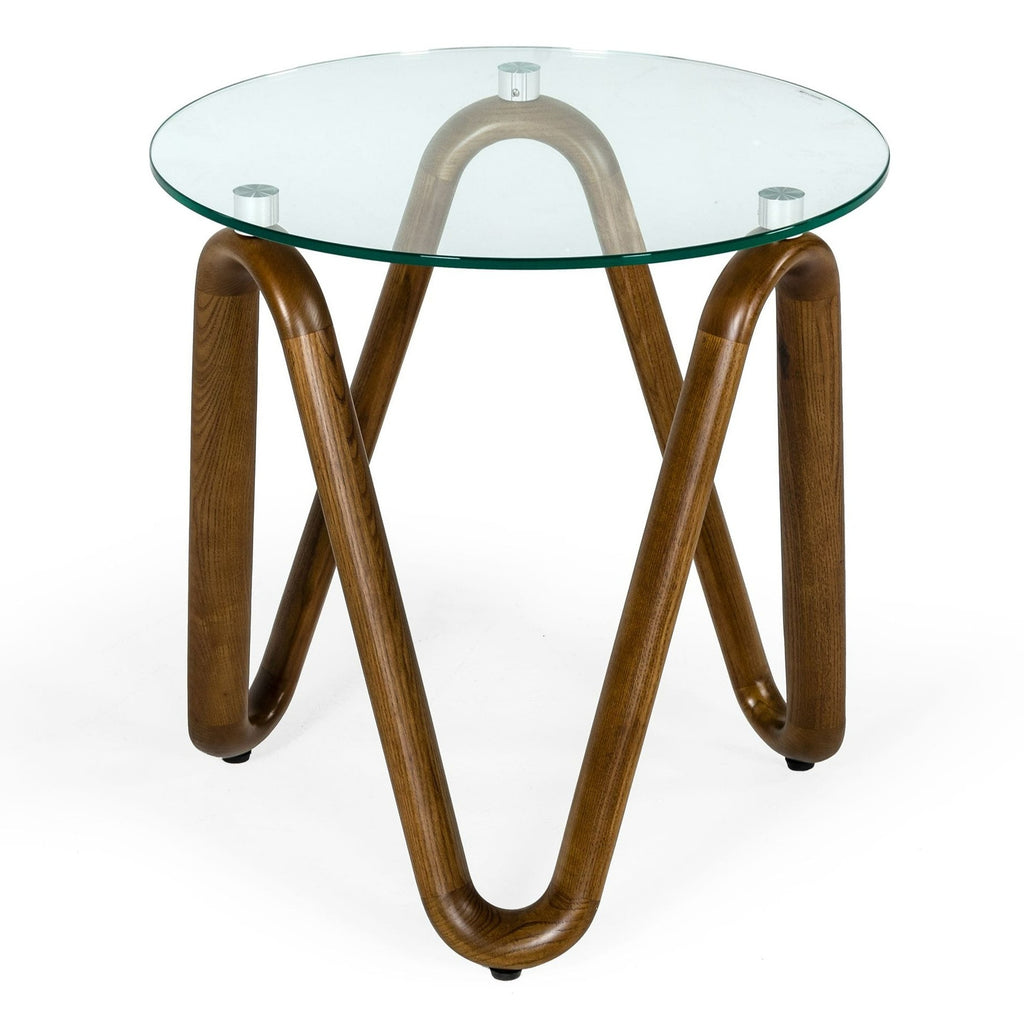 Lassen - Modern Glass & Walnut End Table