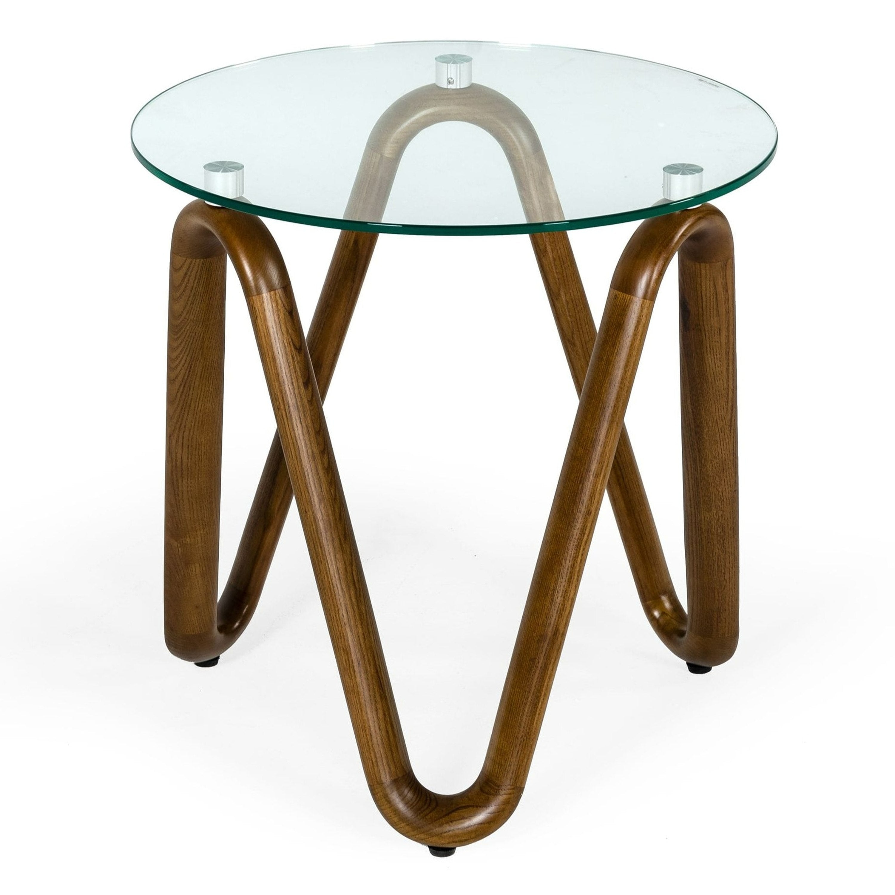 Lassen - Modern Glass & Walnut End Table