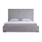 Splendor - Silver + Grey Velvet Upholstered King Platform Bed