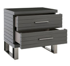 Splendor - Grey High Gloss Slatted Nightstand