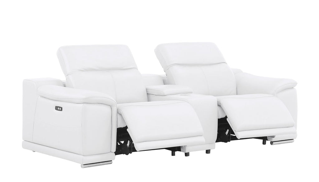 2679 Power Reclining Sofa, Console Loveseat & Chair Set in Genuine Leather - 6 Recliners - White - SKU 2679-WHITE-7.6-HT-3PC - view 4