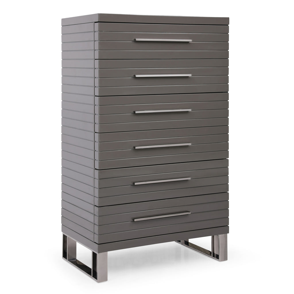 Splendor - Grey High Gloss Slatted Chest