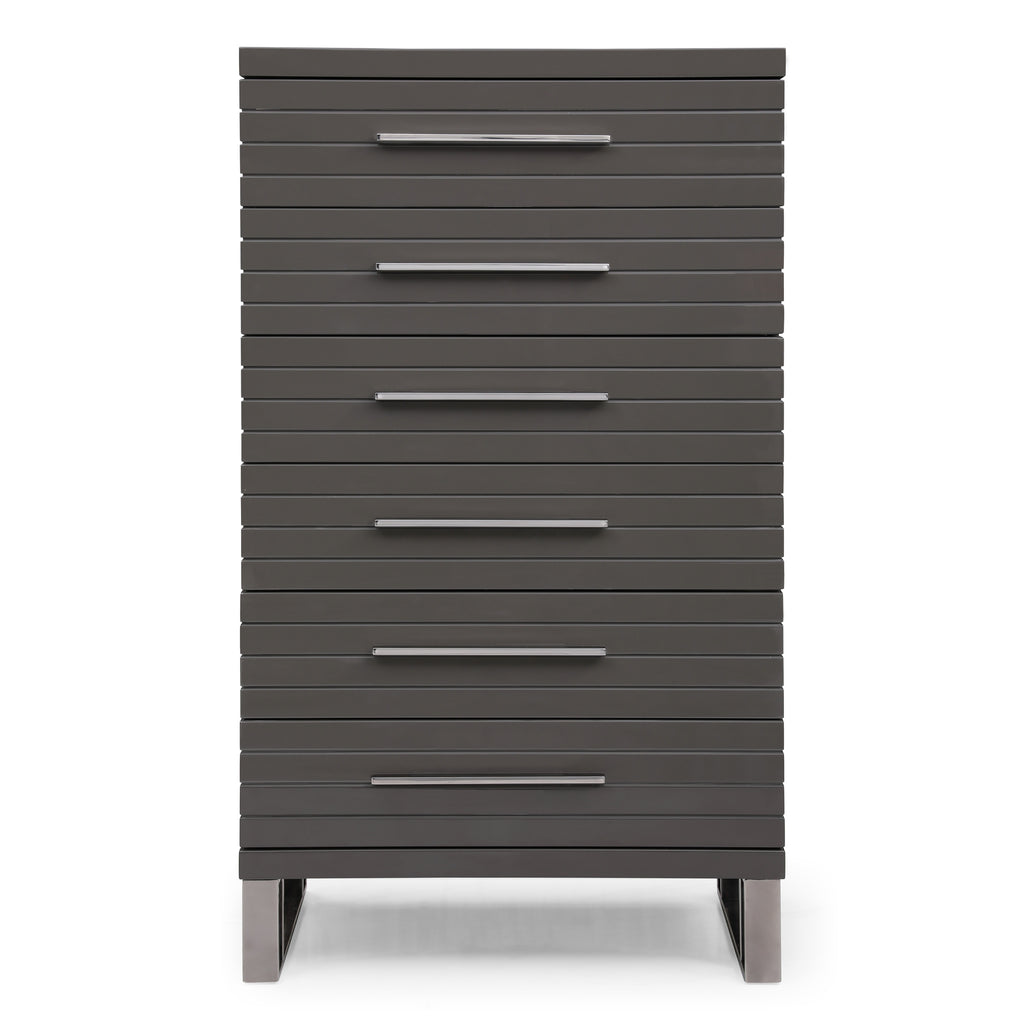 Splendor - Grey High Gloss Slatted Chest