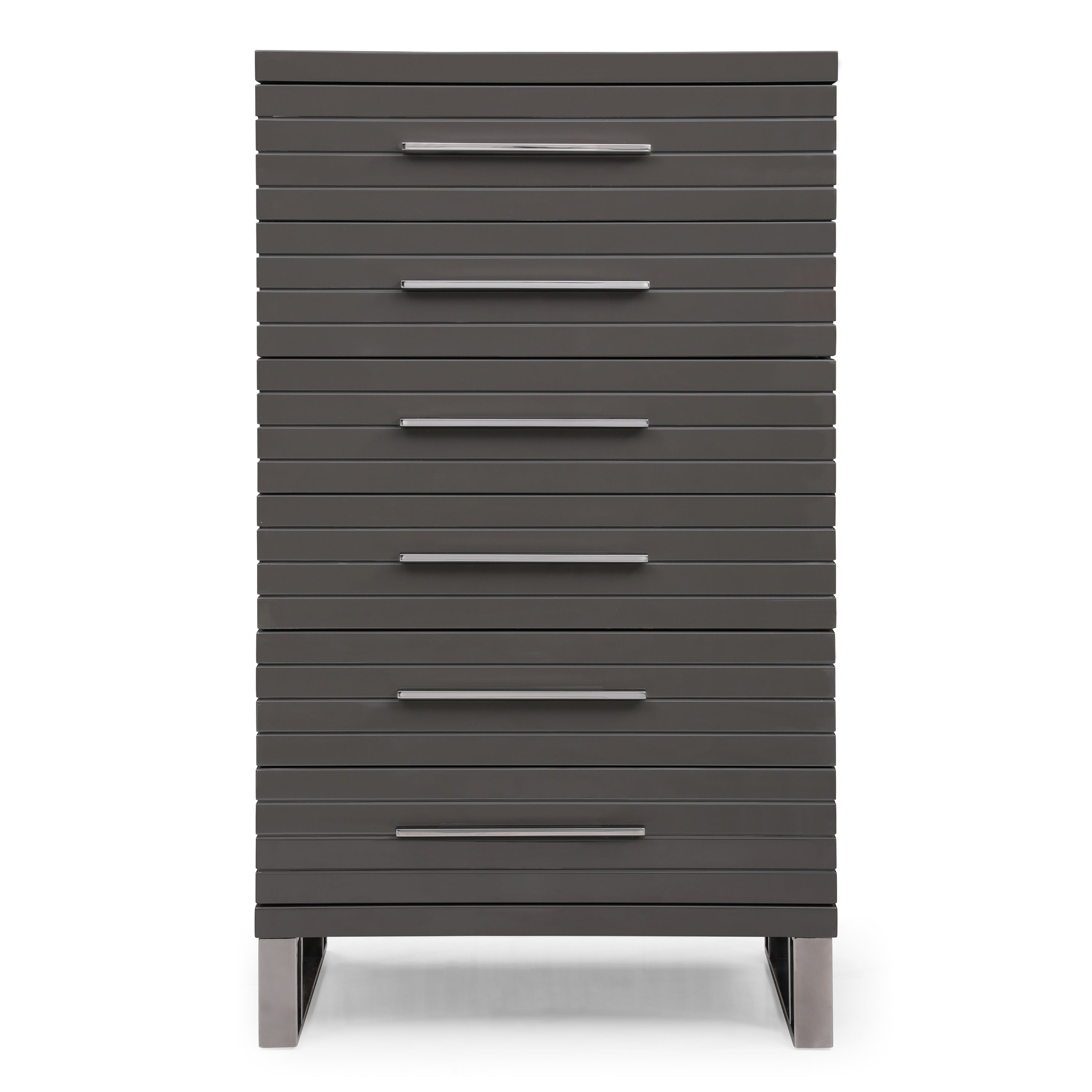 Splendor - Grey High Gloss Slatted Chest