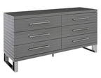 Splendor - Grey High Gloss Slatted Dresser