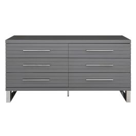 Splendor - Grey High Gloss Slatted Dresser