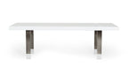 Lenny - Modern White High Gloss & Stainless Steel Gun Metal Dining Table