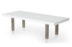 Lenny - Modern White High Gloss & Stainless Steel Gun Metal Dining Table