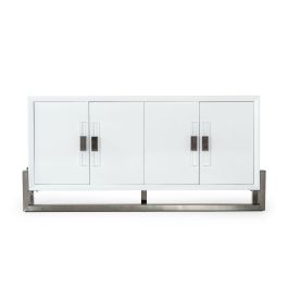 Lenny - Modern White High Gloss & Stainless Steel Gun Metal Buffet