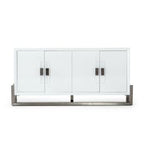 Lenny - Modern White High Gloss & Stainless Steel Gun Metal Buffet