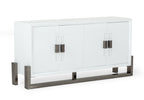 Lenny - Modern White High Gloss & Stainless Steel Gun Metal Buffet