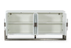 Lenny - Modern White High Gloss & Stainless Steel Gun Metal Buffet