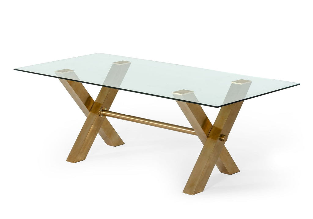 Dandy - Modern Golden & Glass Dining Table