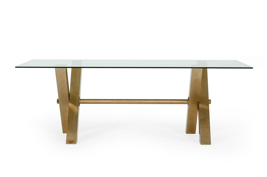 Dandy - Modern Golden & 15mm Glass Dining Table