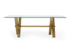 Dandy - Modern Golden & 15mm Glass Dining Table