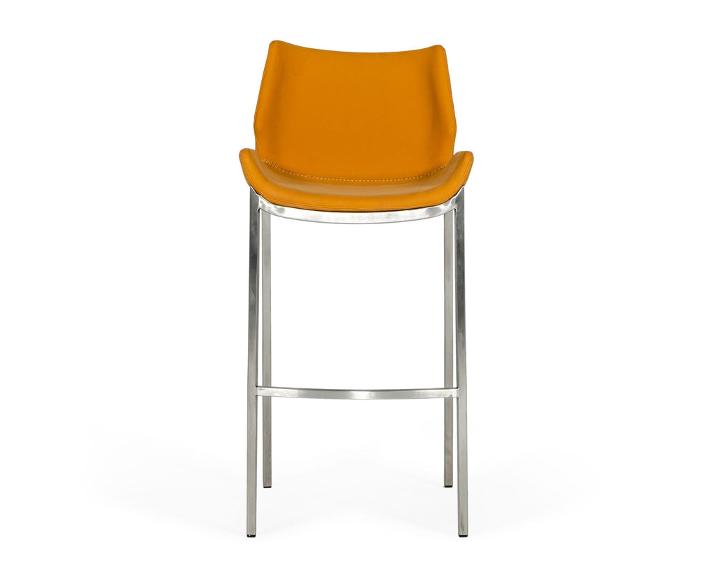 Dave - Modern Orange Leatherette Bar Stool (Set of 2)