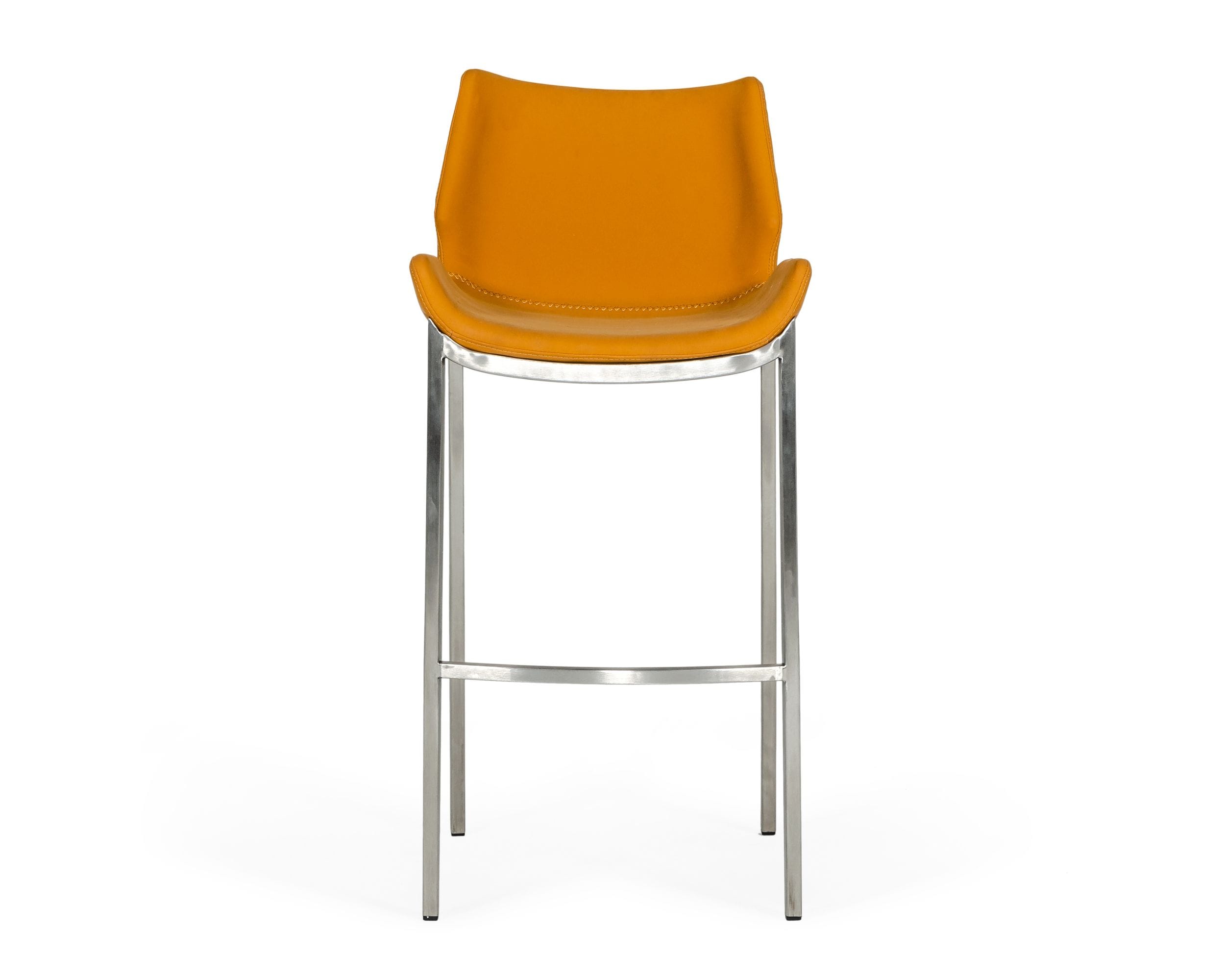 Dave - Modern Orange Leatherette Bar Stool (Set of 2)
