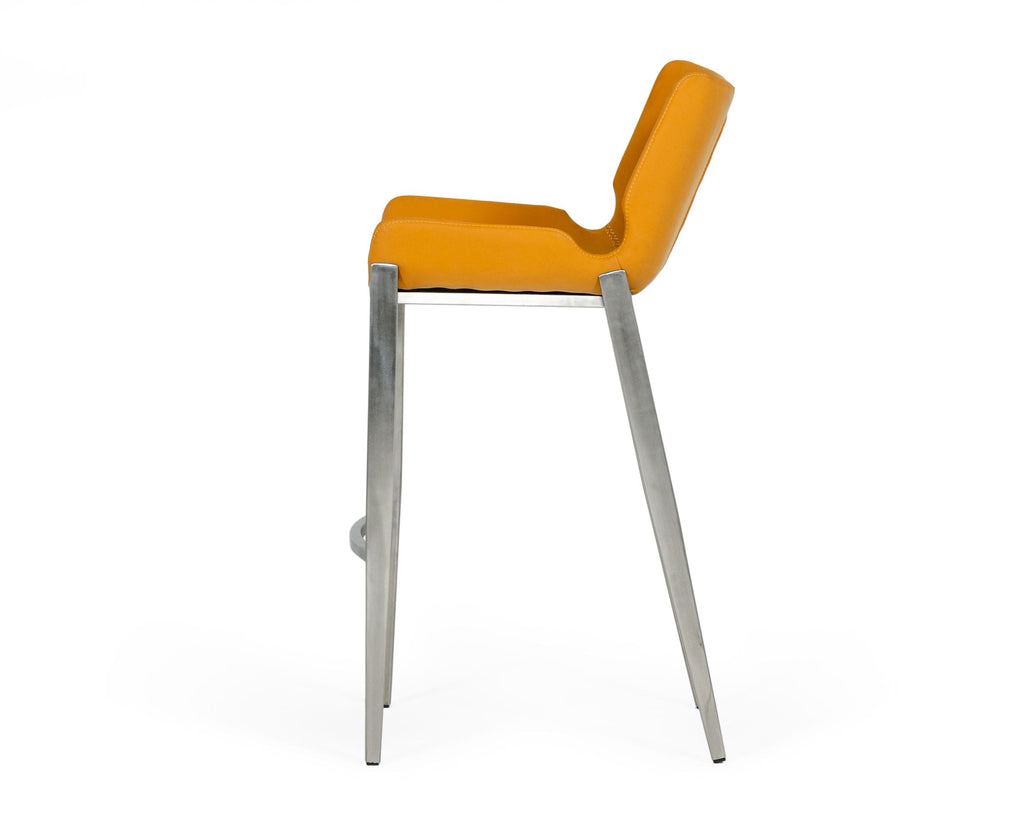 Dave - Modern Orange Leatherette Bar Stool (Set of 2)