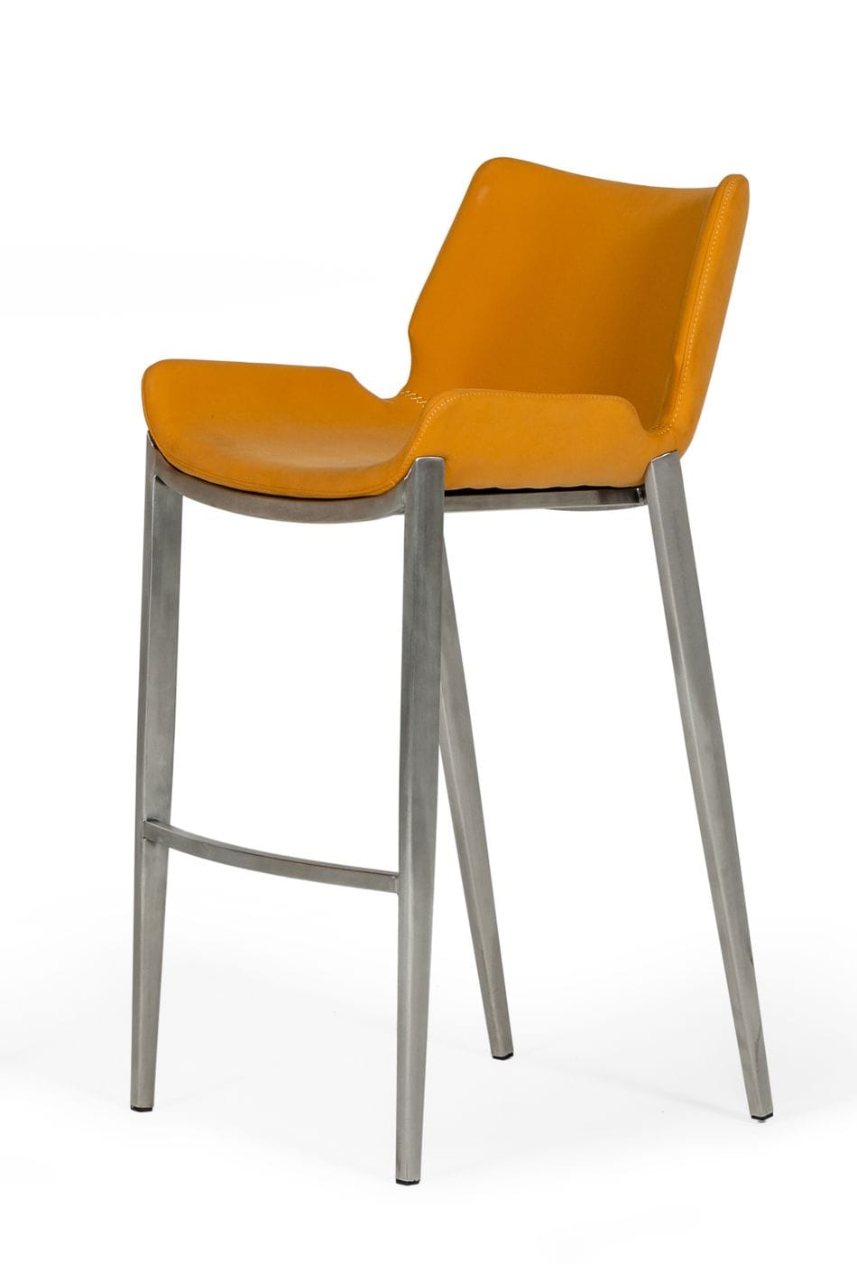 Dave - Modern Orange Leatherette Bar Stool (Set of 2)