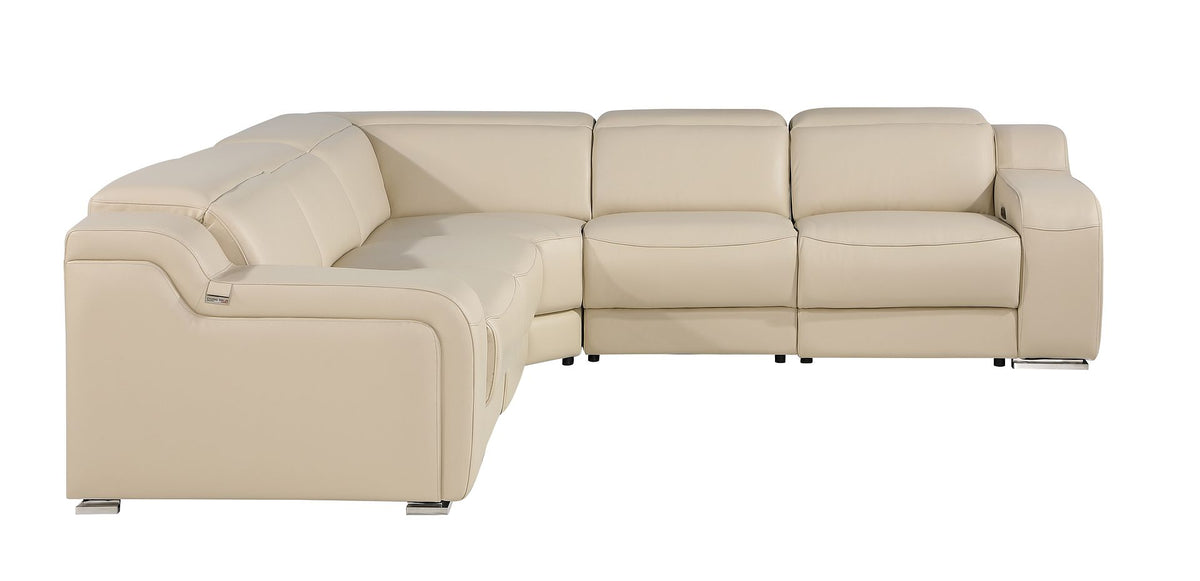 1116 Divanitalia 5-Piece L-Shaped Sectional Sofa in Top Grain Italian Leather with 3 Power Recliners & Power Headrests - Beige - SKU 1116-BEIGE-5PC-3PWR-SECTIONAL- GROUP - view 4