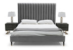 Hemlock - Eastern King Modern Grey Velvet Bed - Eastern King Modern Grey Velvet Bed
