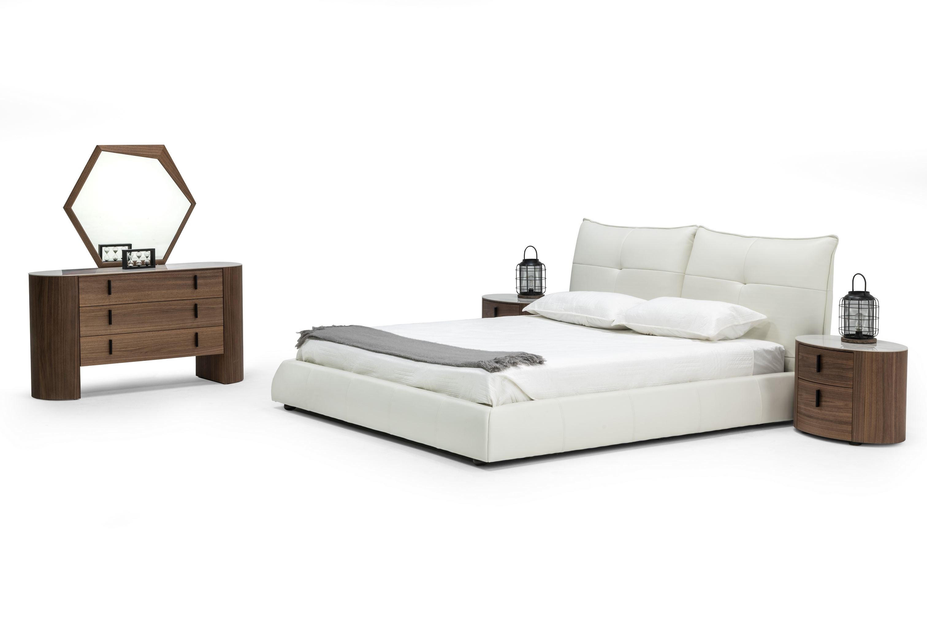 Patrick - Modern White Leather Bed - Modern White Leather Bed