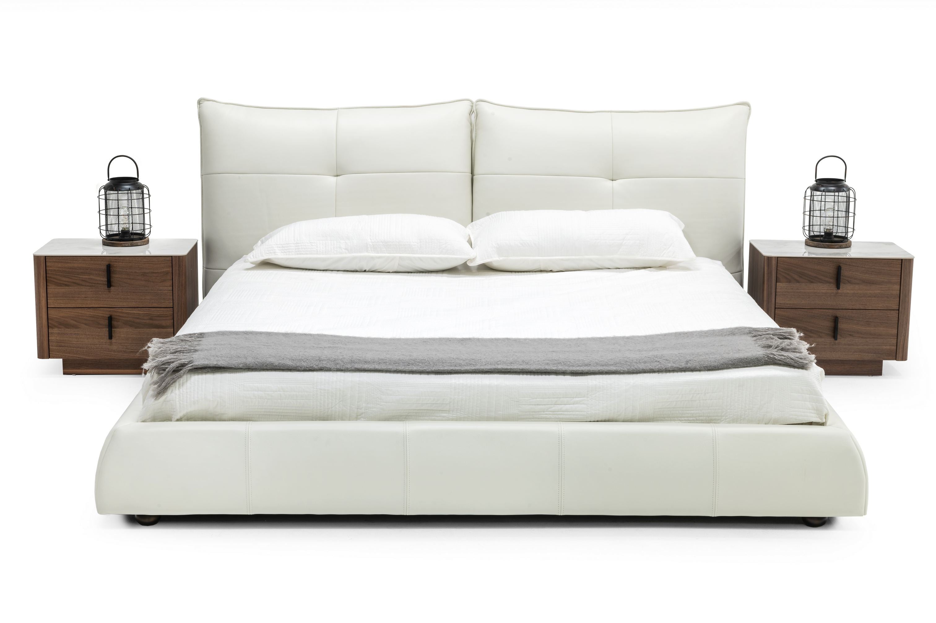 Patrick - Modern White Leather Bed - Modern White Leather Bed