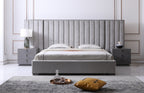 Queen Buckley - Modern Grey & Black Stainless Steel Bed with Nightstands - Modern Grey & Black Stainless Steel Bed with Nightstands