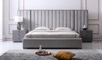Queen Buckley - Modern Grey & Black Stainless Steel Bed with Nightstands - Modern Grey & Black Stainless Steel Bed with Nightstands
