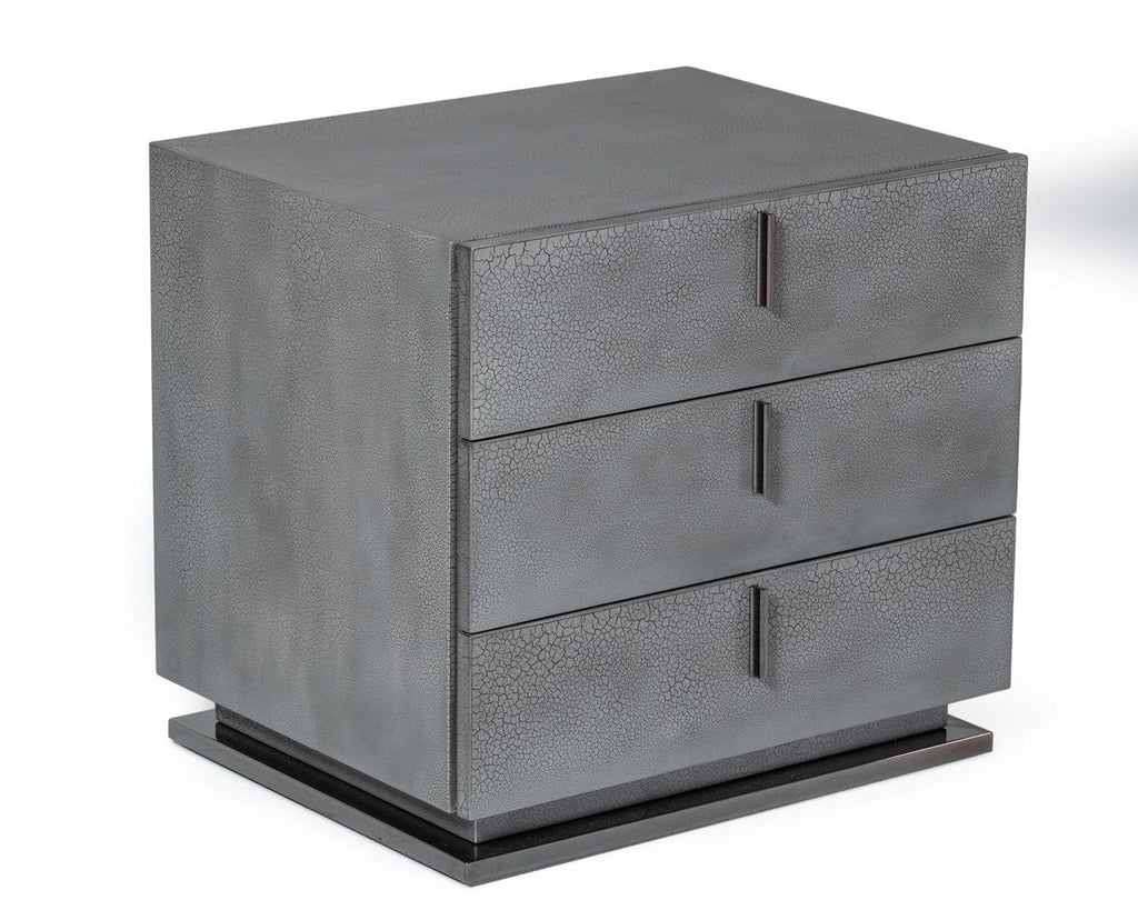 Queen Buckley - Modern Grey & Black Stainless Steel Bed with Nightstands - Modern Grey & Black Stainless Steel Bed with Nightstands