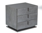 Queen Buckley - Modern Grey & Black Stainless Steel Bed with Nightstands - Modern Grey & Black Stainless Steel Bed with Nightstands